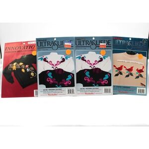 VTG '93 LOT of 4 Iron On Applique Kits Ultrasuede - Western, Cardinals, Leaves